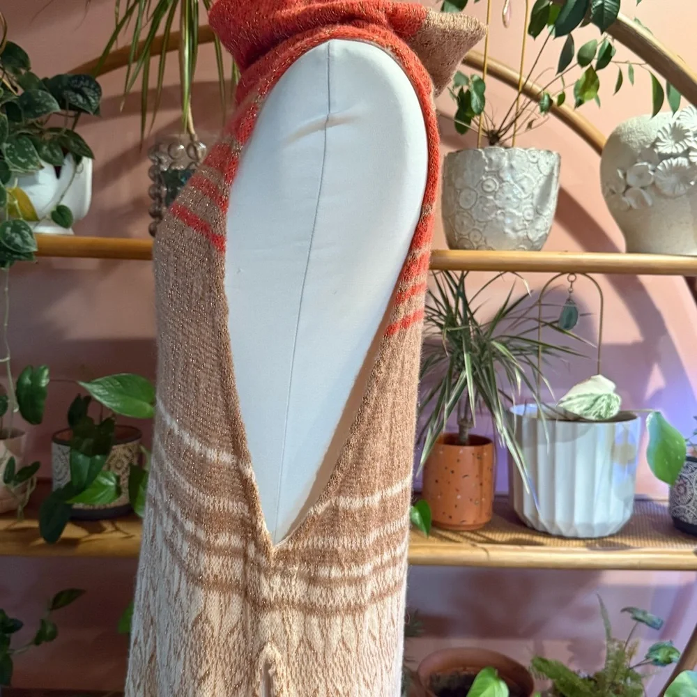 Free People Multicolor Knit Sleeveless Metallic Turtleneck Long Maxi Tunic Small